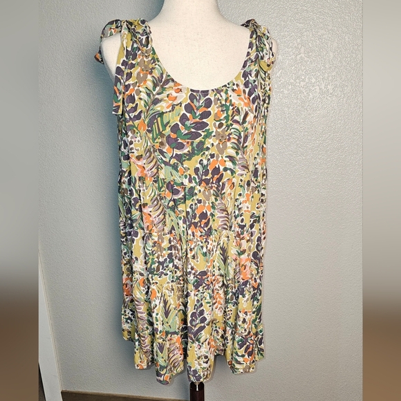 Jodifl Rayon Floral Sleeveless Tiered Print Dress Babydoll Size Large - Picture 4 of 14